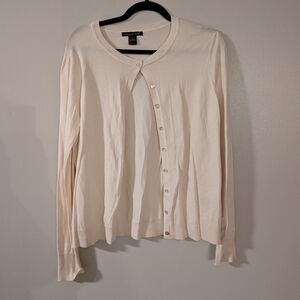 August Silk Cream Cardigan Size L